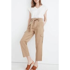 Madewell Women's Kaki Tan Cotton Blend Cargo Paperbag Pants Size 0